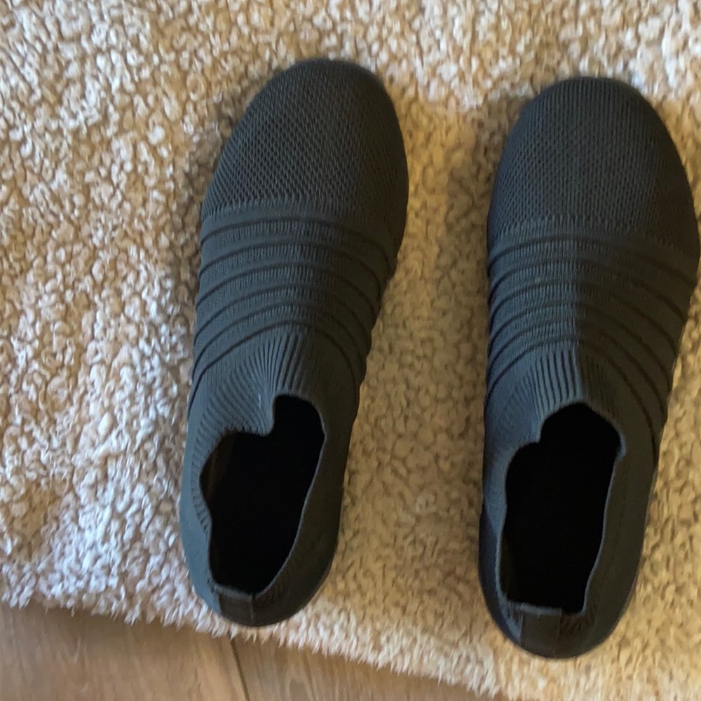 Black slip on steel toe shoes!
